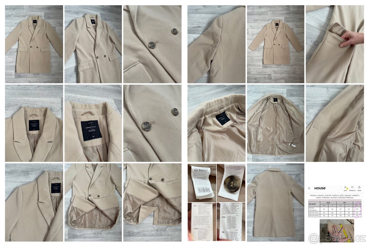 HOUSE | klasický basic béžový kabát - 2