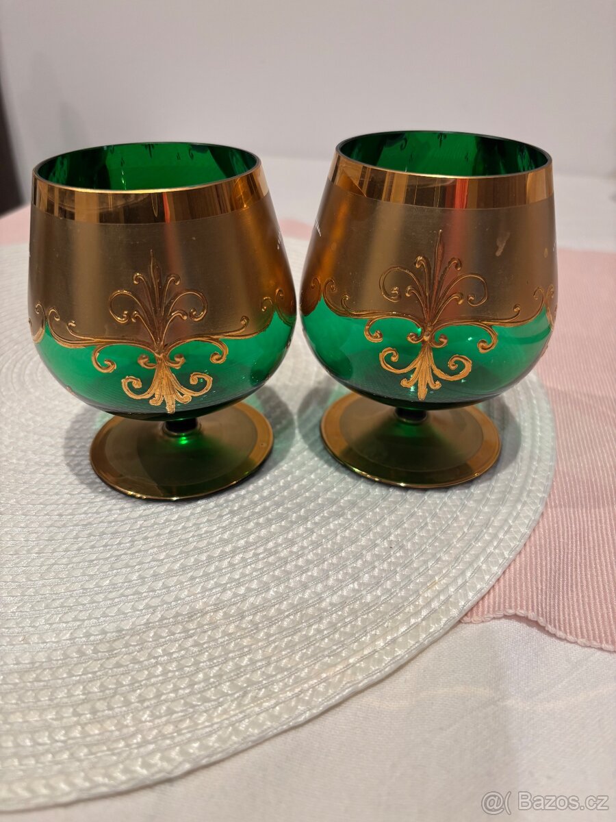 Novoborské sklo Napoleonky vysoký smalt - 2