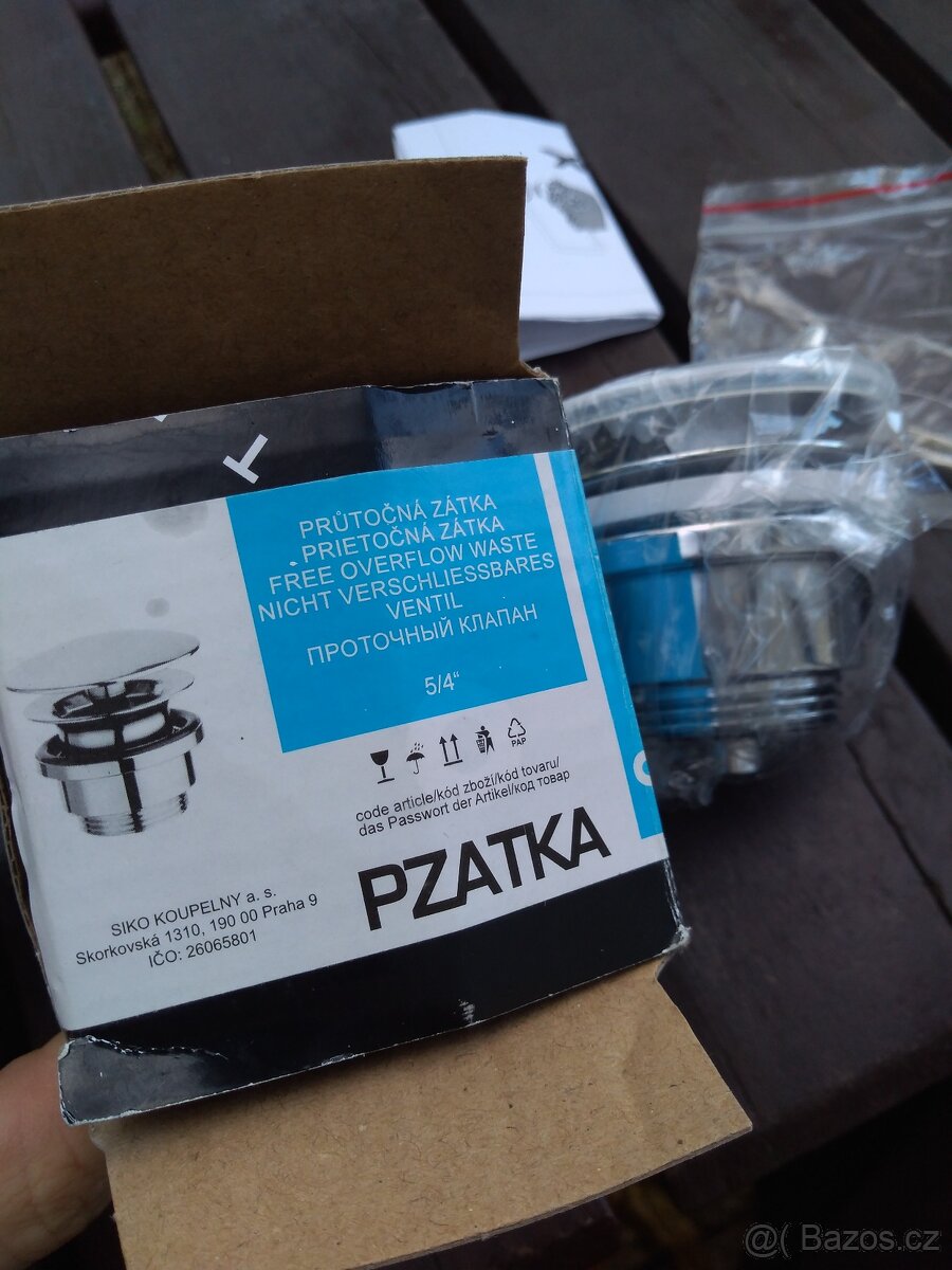 Průtočná chromová zátka k umývátku na WC, nová - 2