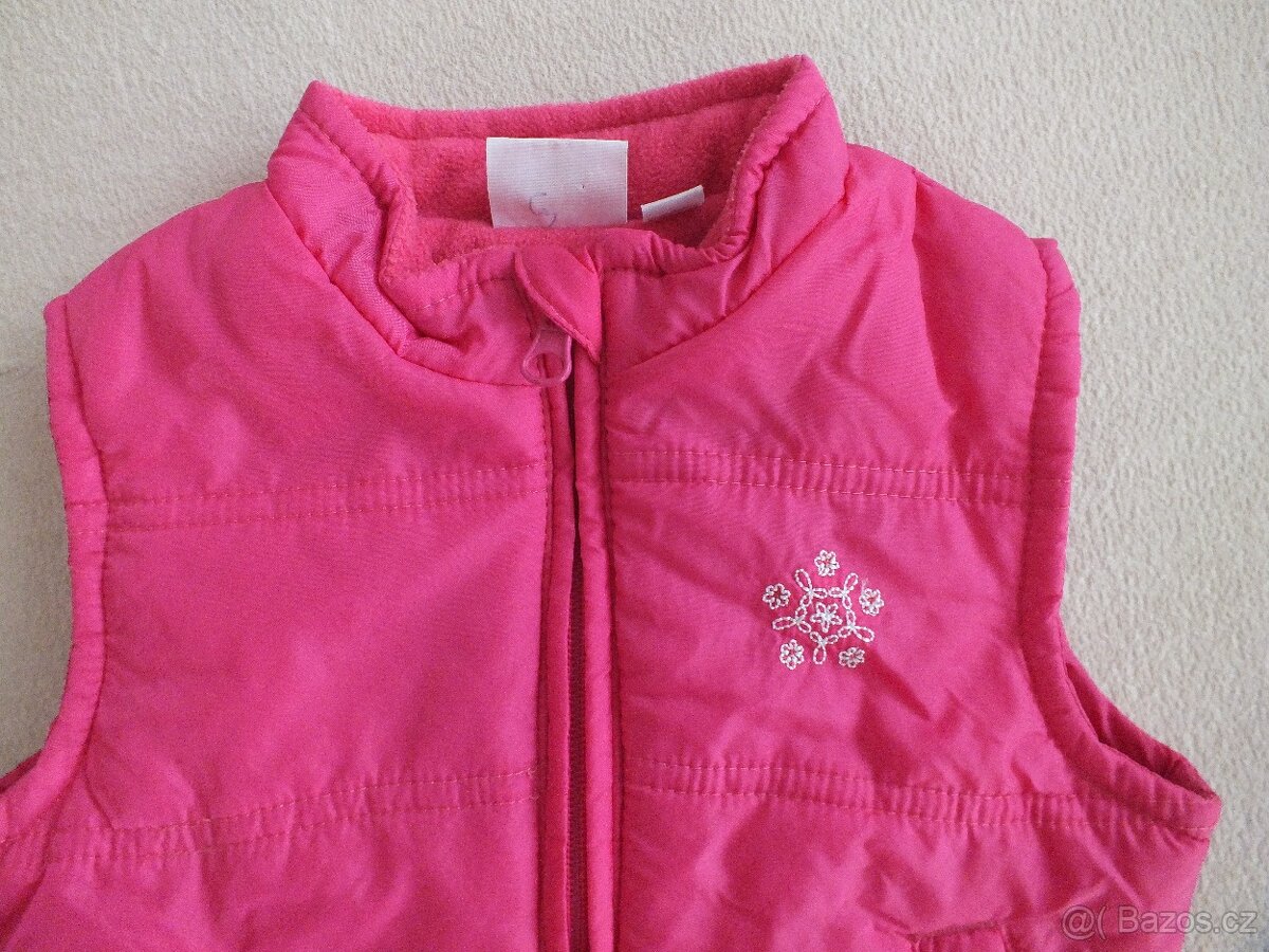 růžová propínací vesta s kapsami - vel. 80 - 2