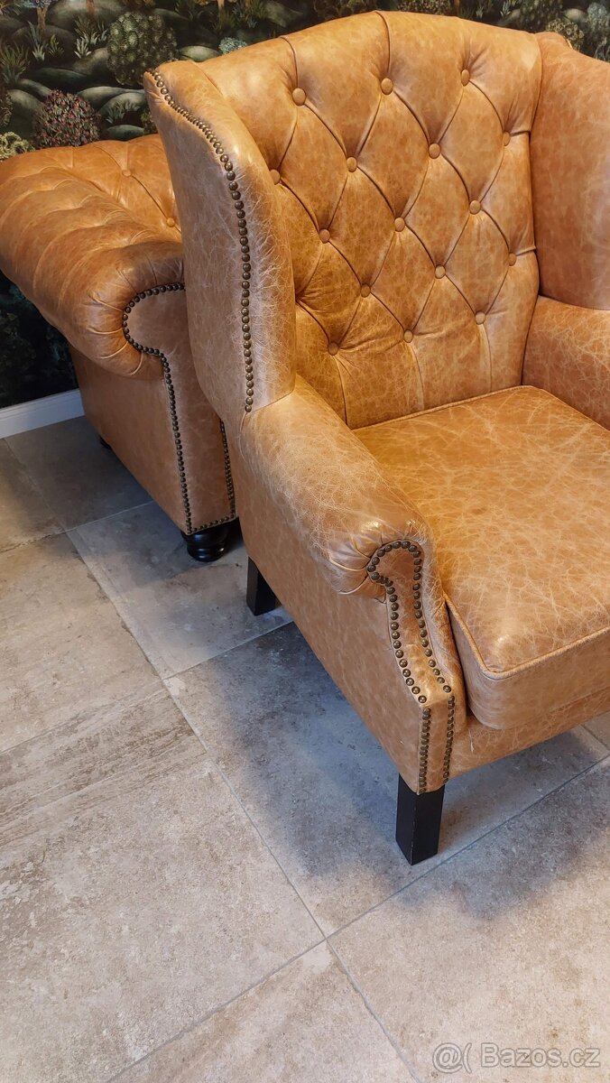 Kožená sedačka Chesterfield - 2