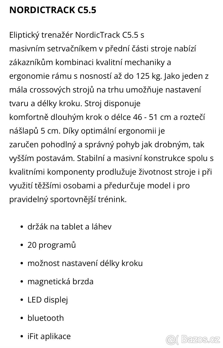 Eliptický trenažer NordicTrack C5.5 - 2