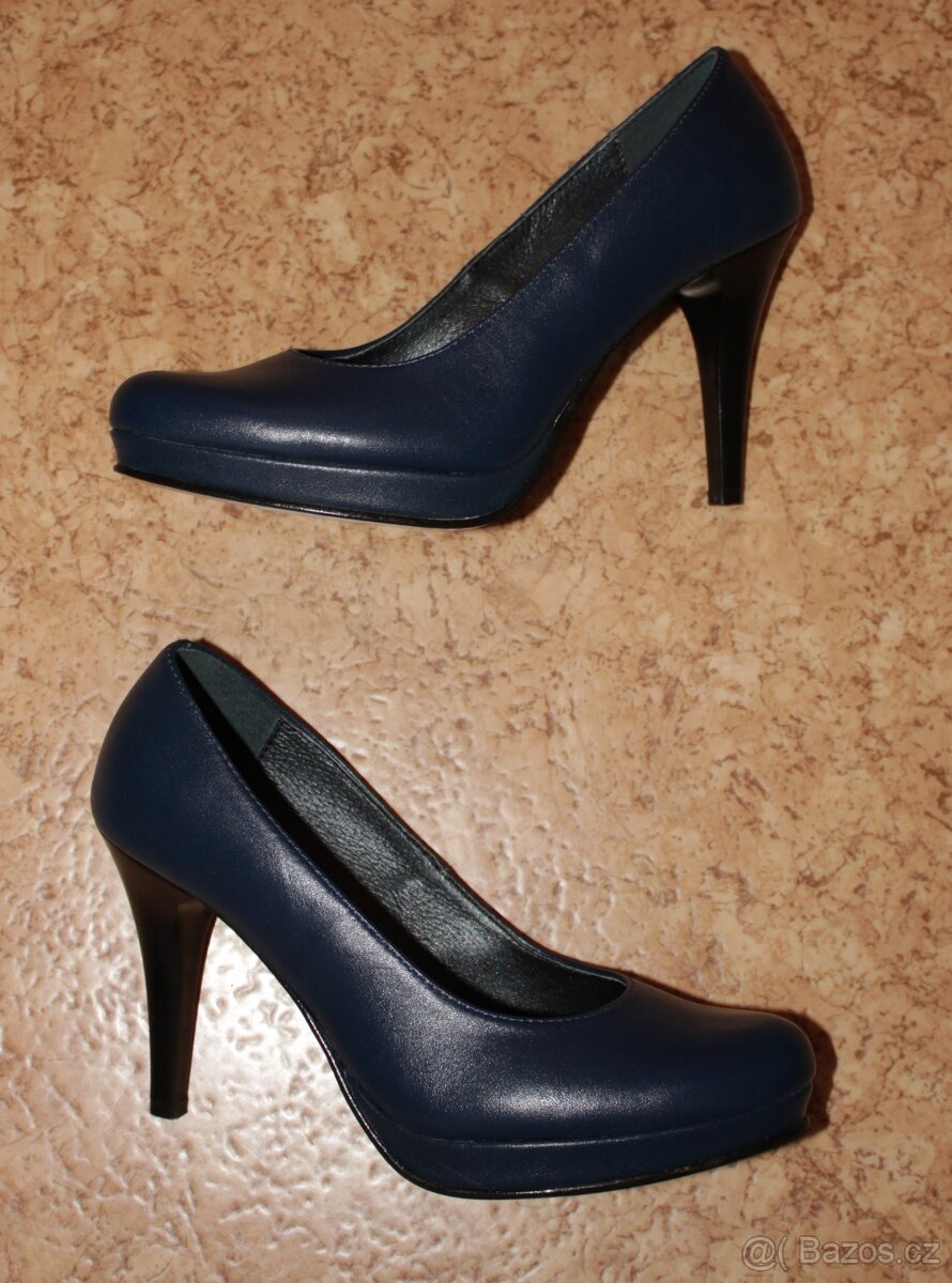 Tmavě modré kožené lodičky v. 37 značka Stival - 2