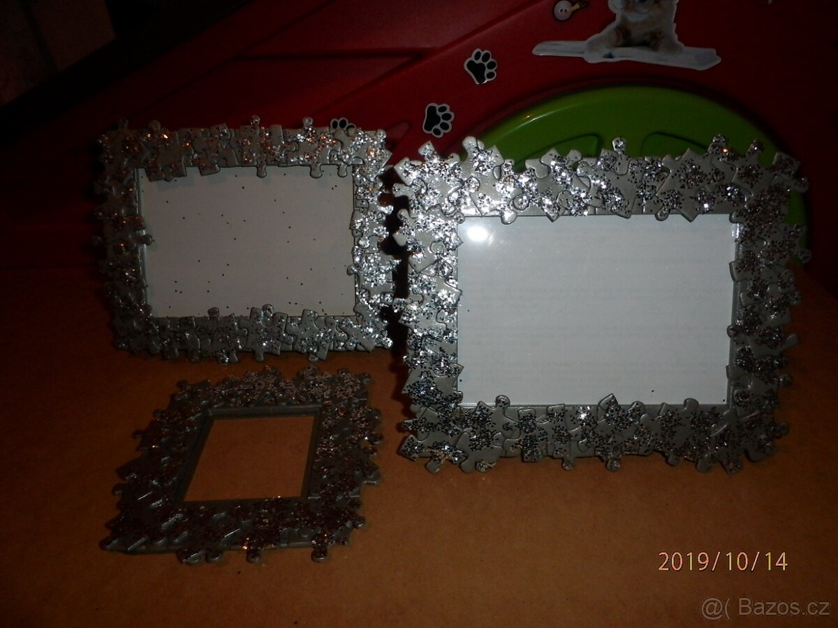 Vánoční stříbrné třpytivé rámečky - 2