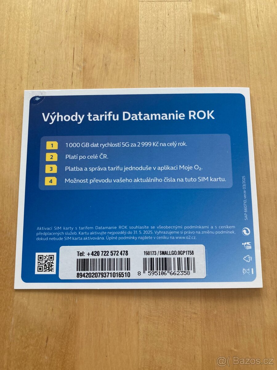 O2 Datamanie 1200GB (1000GB) rok kredit 300 Kč - 2