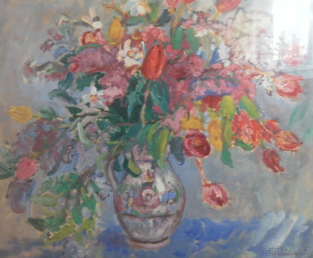 Kytice v malovaném džbánu. - 2