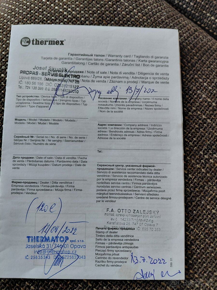 Elektrický bojler na vodu THERMEX - 2