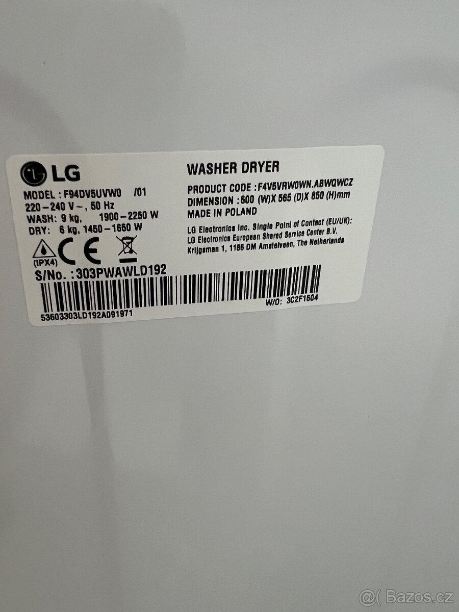 Pračka se sušičkou - LG F94DV5UVW0 - 2