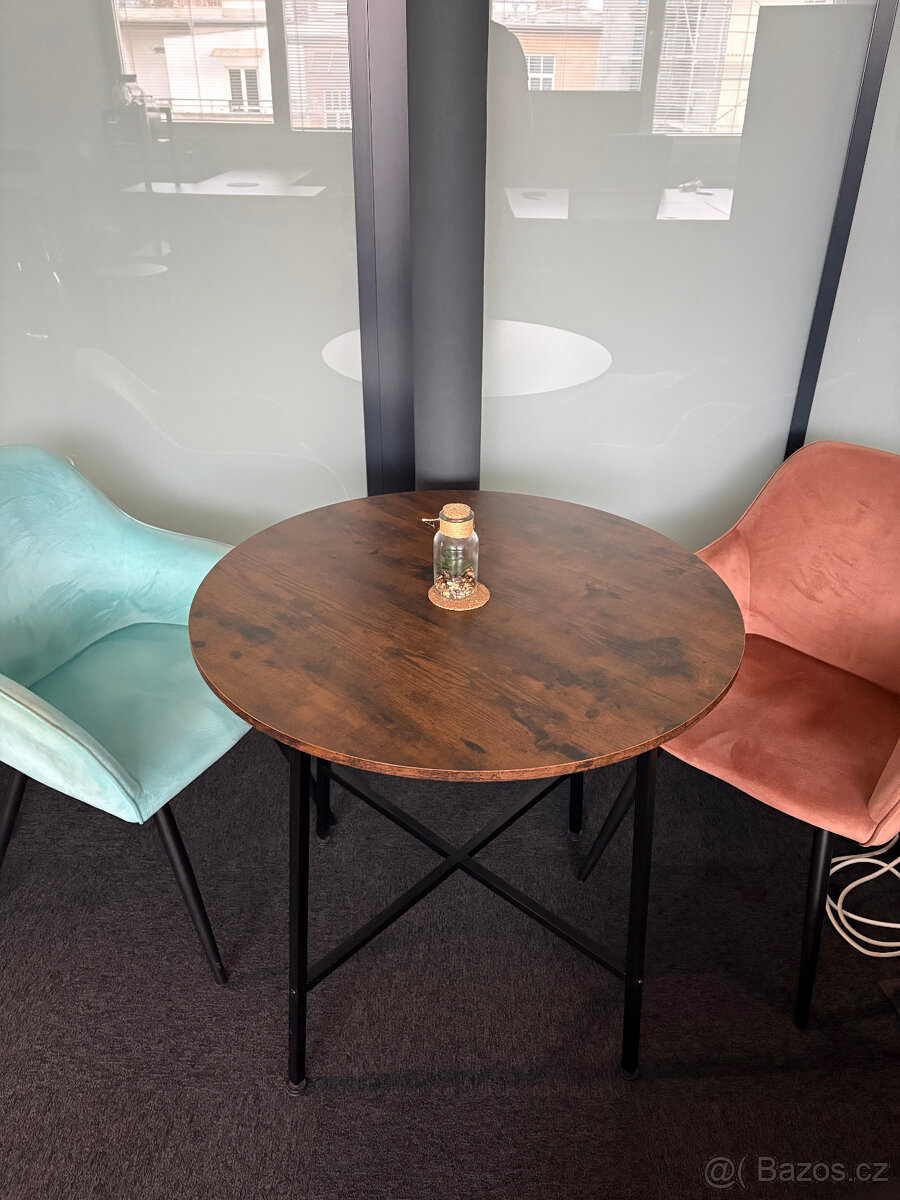 Kulatý stůl Ennis 80cm, industriální / kavárenský styl - 2