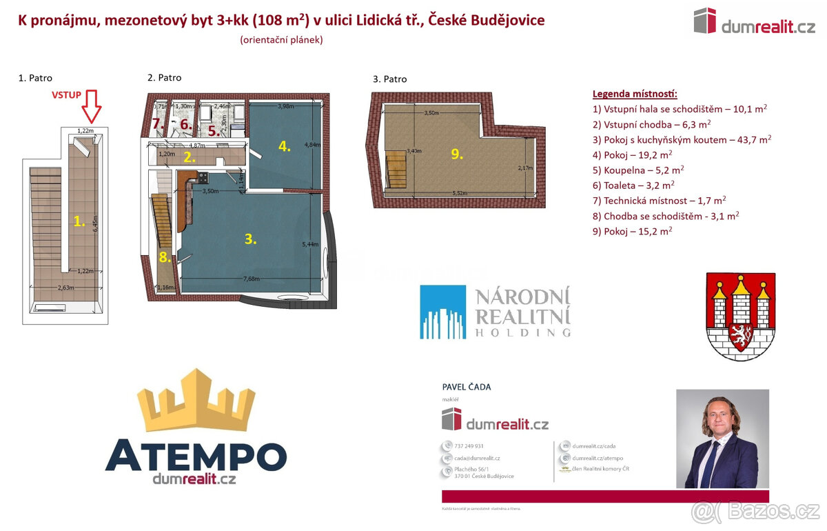 K pronájmu, byt 3+kk o výměře 108 m2, Lidická třída, České B - 2