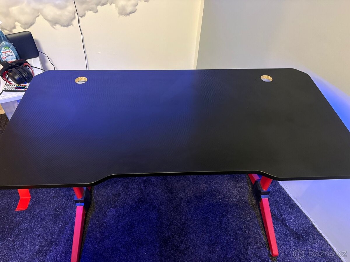 🖥️ Herní / PC stůl Rapture TEMPLE 200 – červený (RGB) - 2