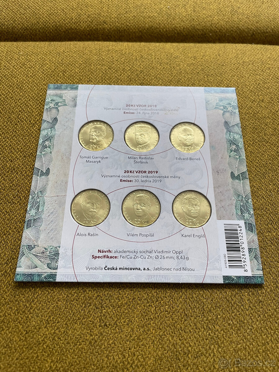 Sada oběžných mincí 20Kč 2018/2019 papírový obal - 2