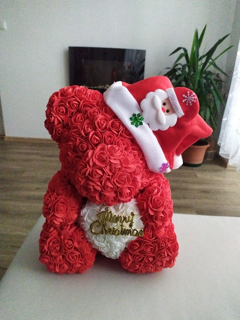 Vánoční červený rose bear + na přaní esence - 2
