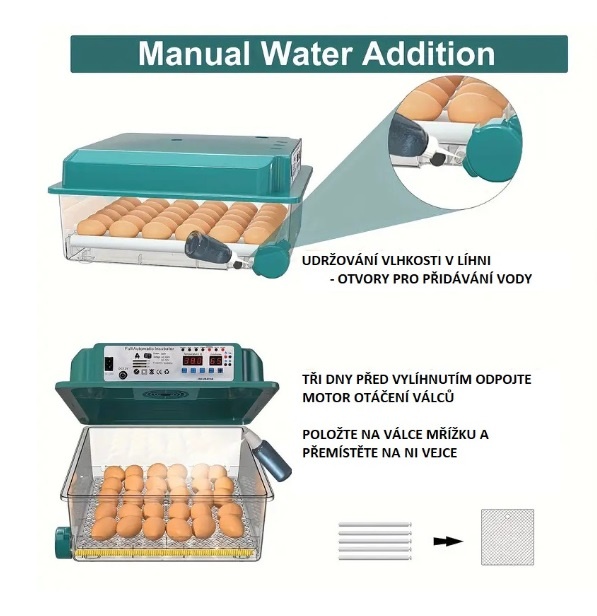 Chytrý automatický inkubátor, líheň pro 36 slepičích vajec - 2