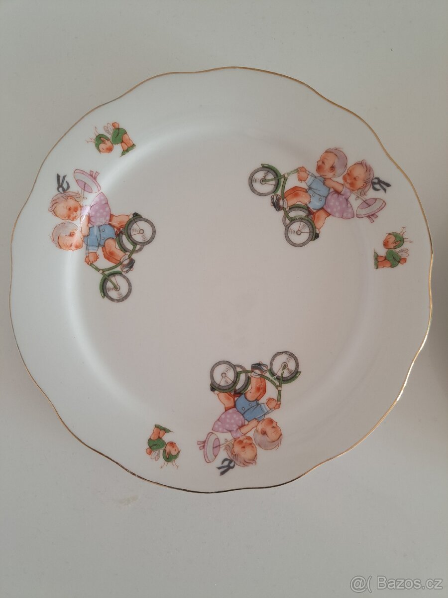 Retro talíře - Děti na kole - 2