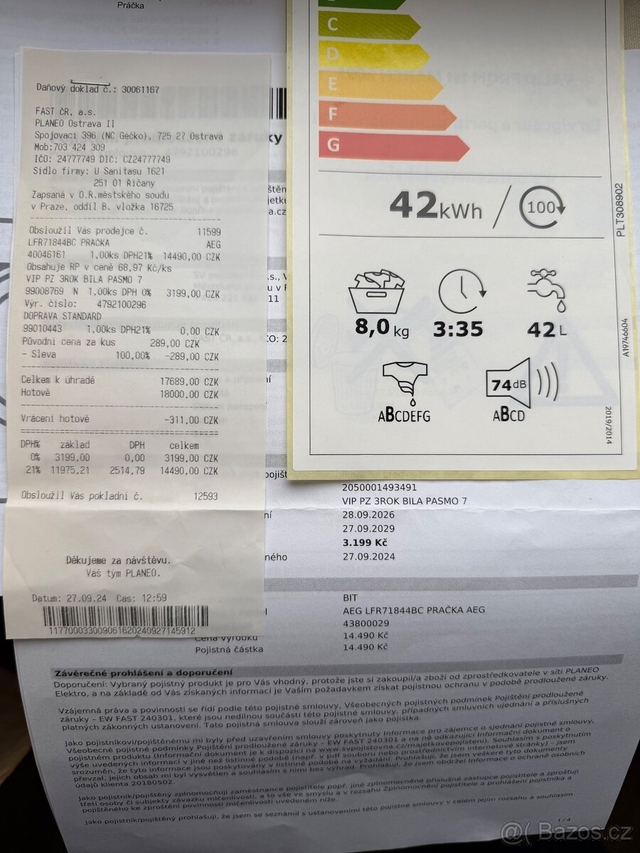 Pračka AEG NOVÁ, Záruka 3 ROKY - 2