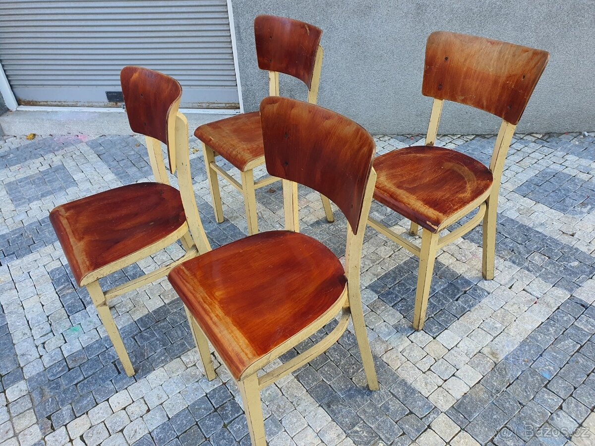 retro poválečné ČSSR židle 4ks socialismus 1950 - 1960 - 2