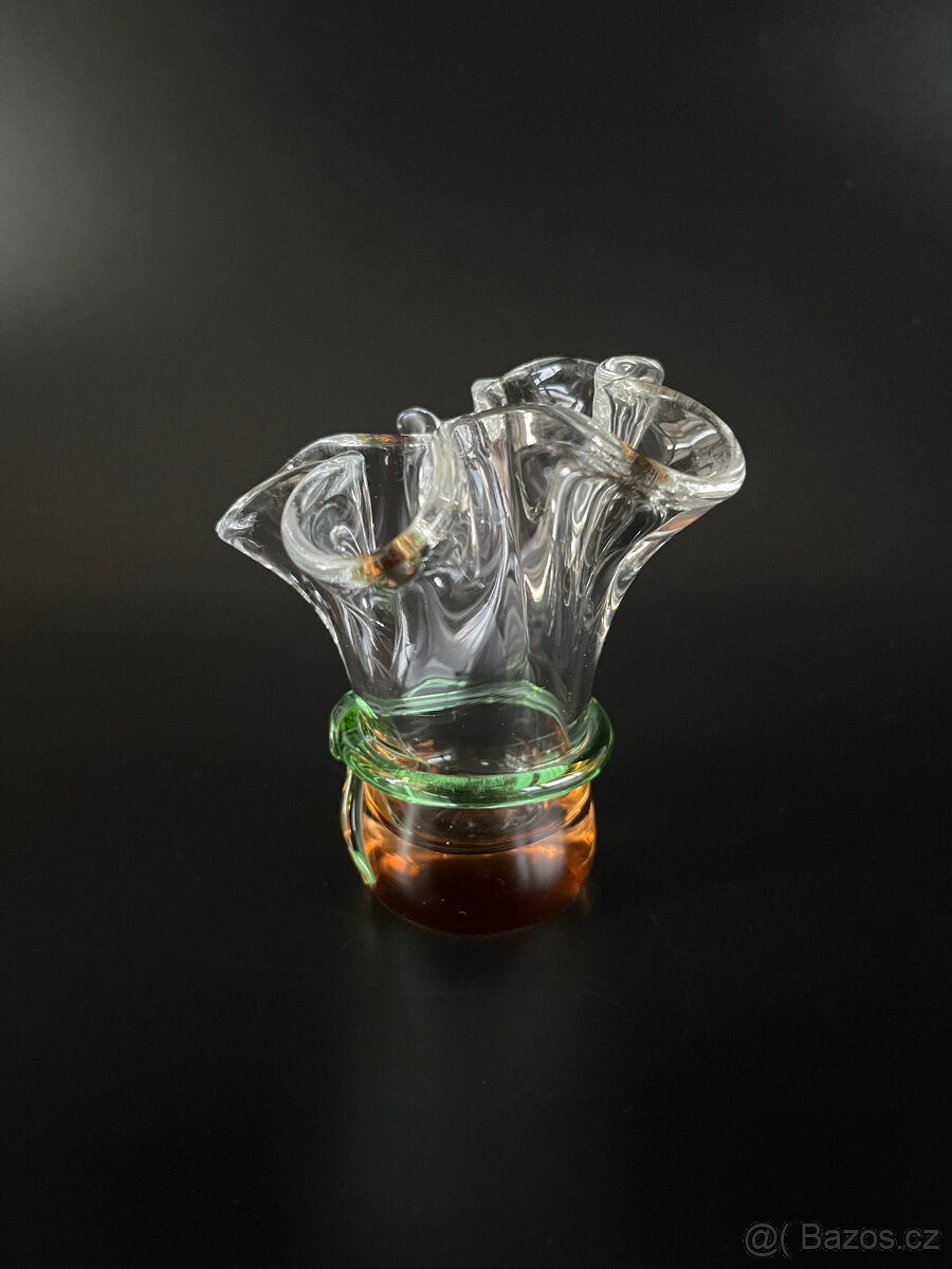 Váza 9 cm, hutní sklo René Roubíček Škrdlovice - 2
