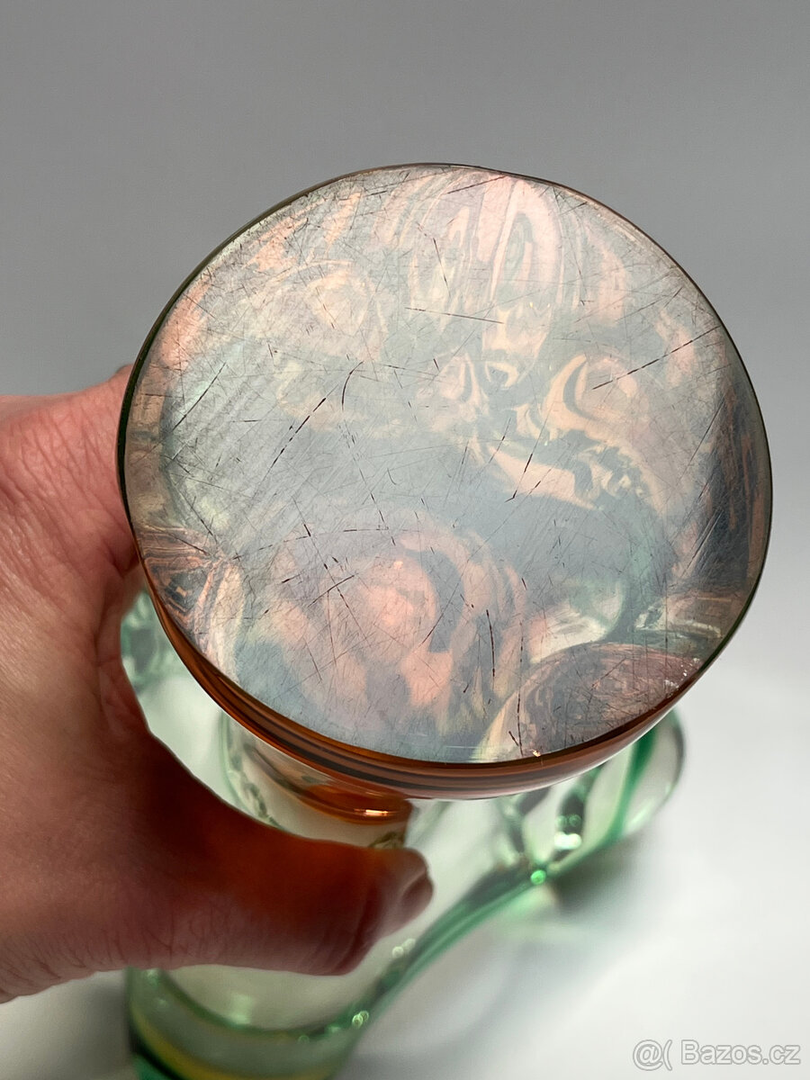 Váza 23 cm, barevné hutní sklo J. Hospodka Chřibská - 2