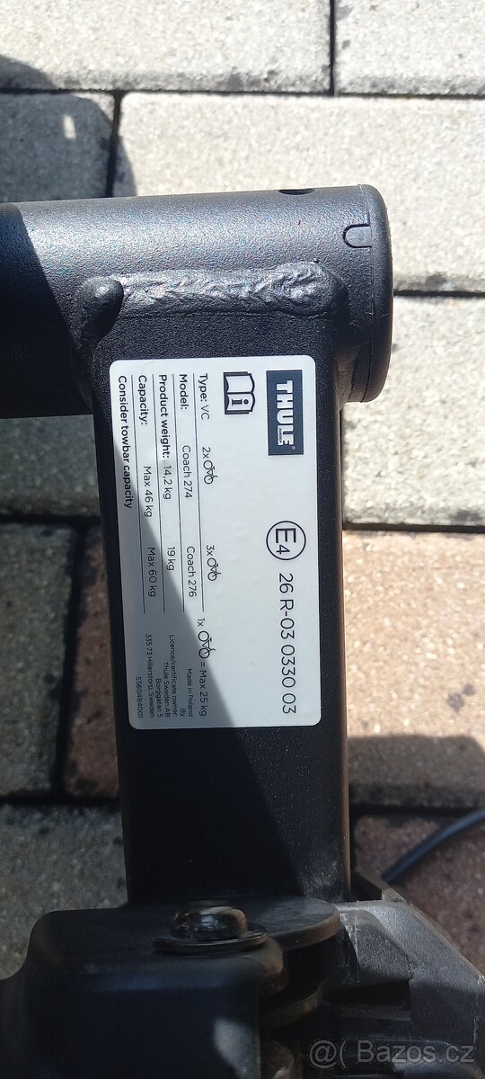 Nosič pro 3 kola Thule Velocompact 926+adapter pro 4.kolo - 2