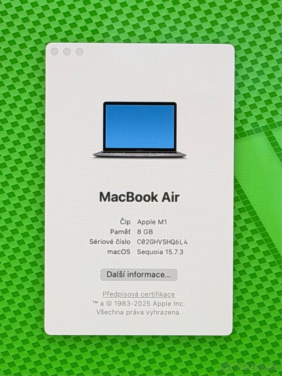 MacBook Air 13” 2020 /8GB RAM/M1/256GB SSD/Záruka - 2