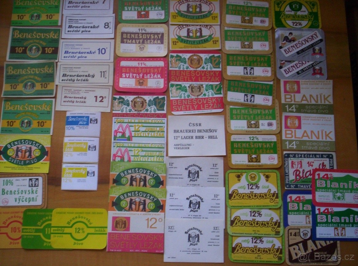pivní etikety pivovar Benešov sbírka 490ks 1945-2025 - 2