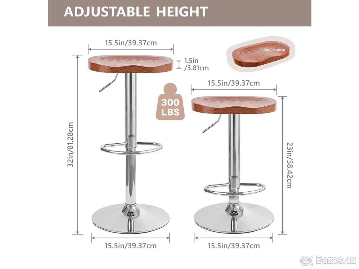 2ks dřevěné barové židle - 2