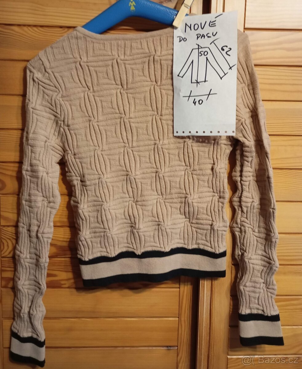 světlehnědý dámský svetr do pasu, M/L - 2