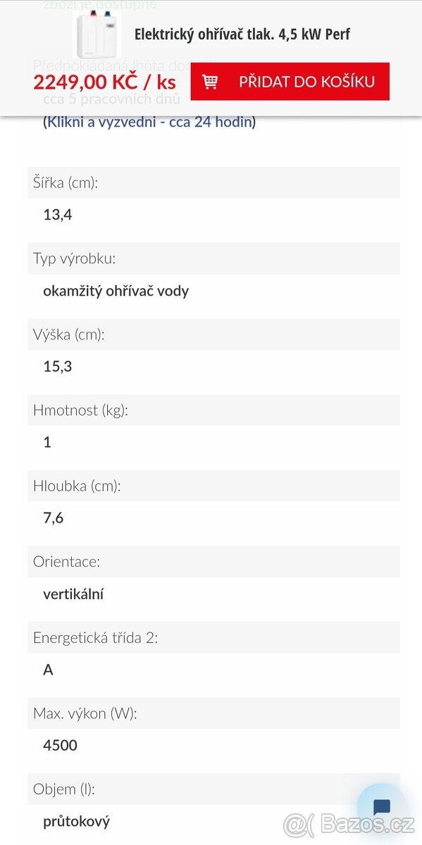 Elektrický ohřívač - 4,5 kW Perfect - 2