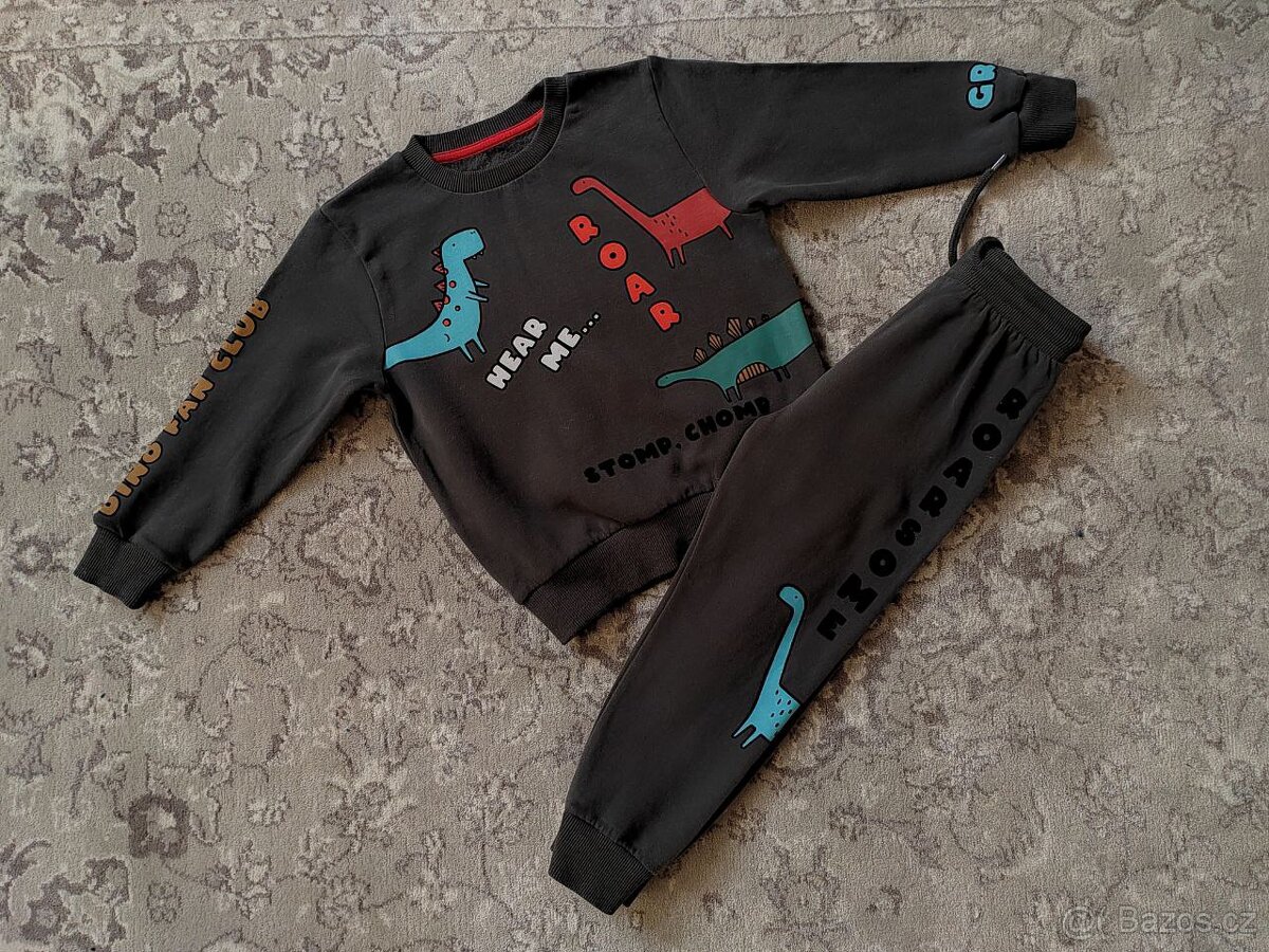 Tepláková souprava NEXT charcoal grey Dino, vel. 4-5 roku - 2