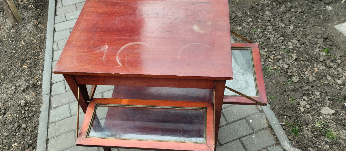 starožitný servírovací rozkládací stolek SLEVA - 2