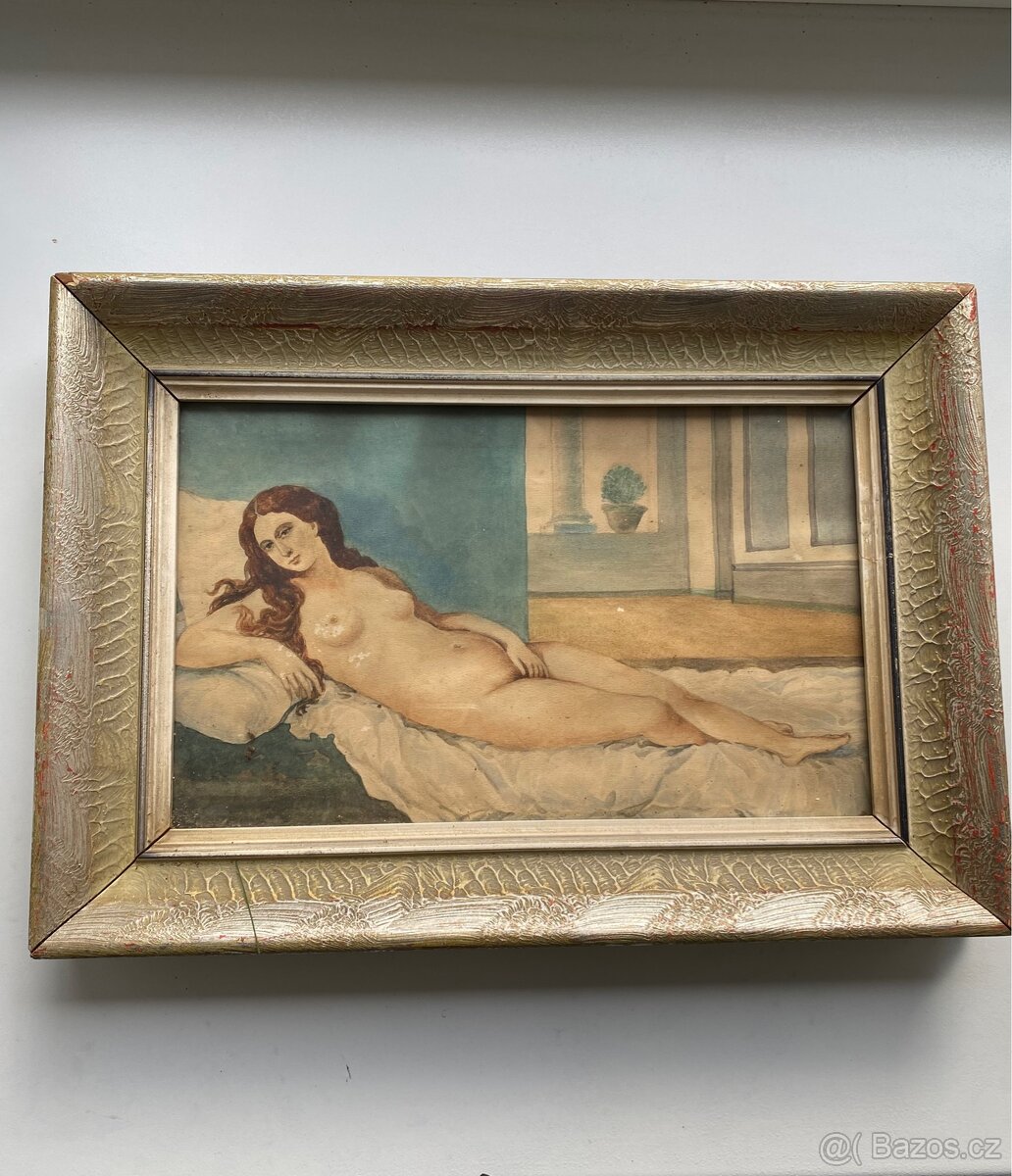 Retro obraz - akt ženy - 2