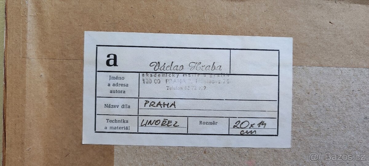 Obraz linořez PRAHA-Václav Hraba - 2
