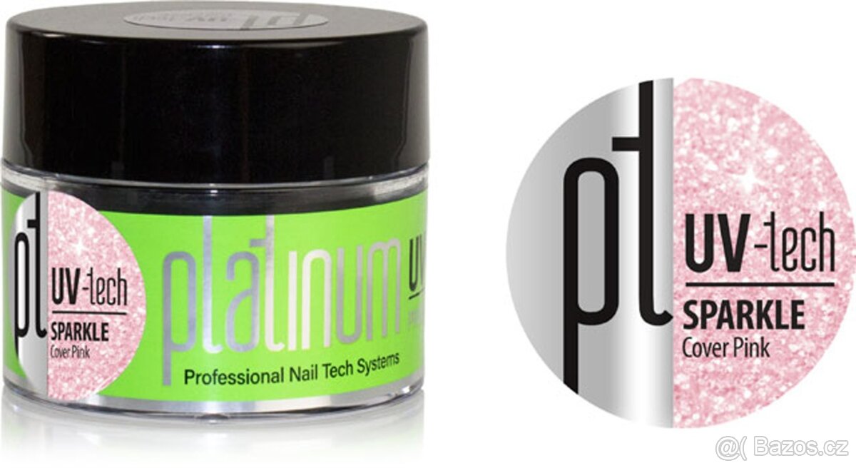 UV-LED Stavební gel PLATINUM SPARKLE Cover Pink 50g - 2