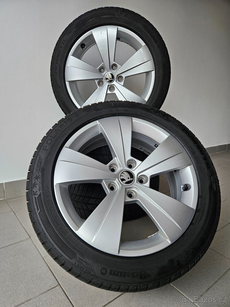 Orig. Skoda 5x112 Zimní Barum 215/50/17 - Zánovní - 2