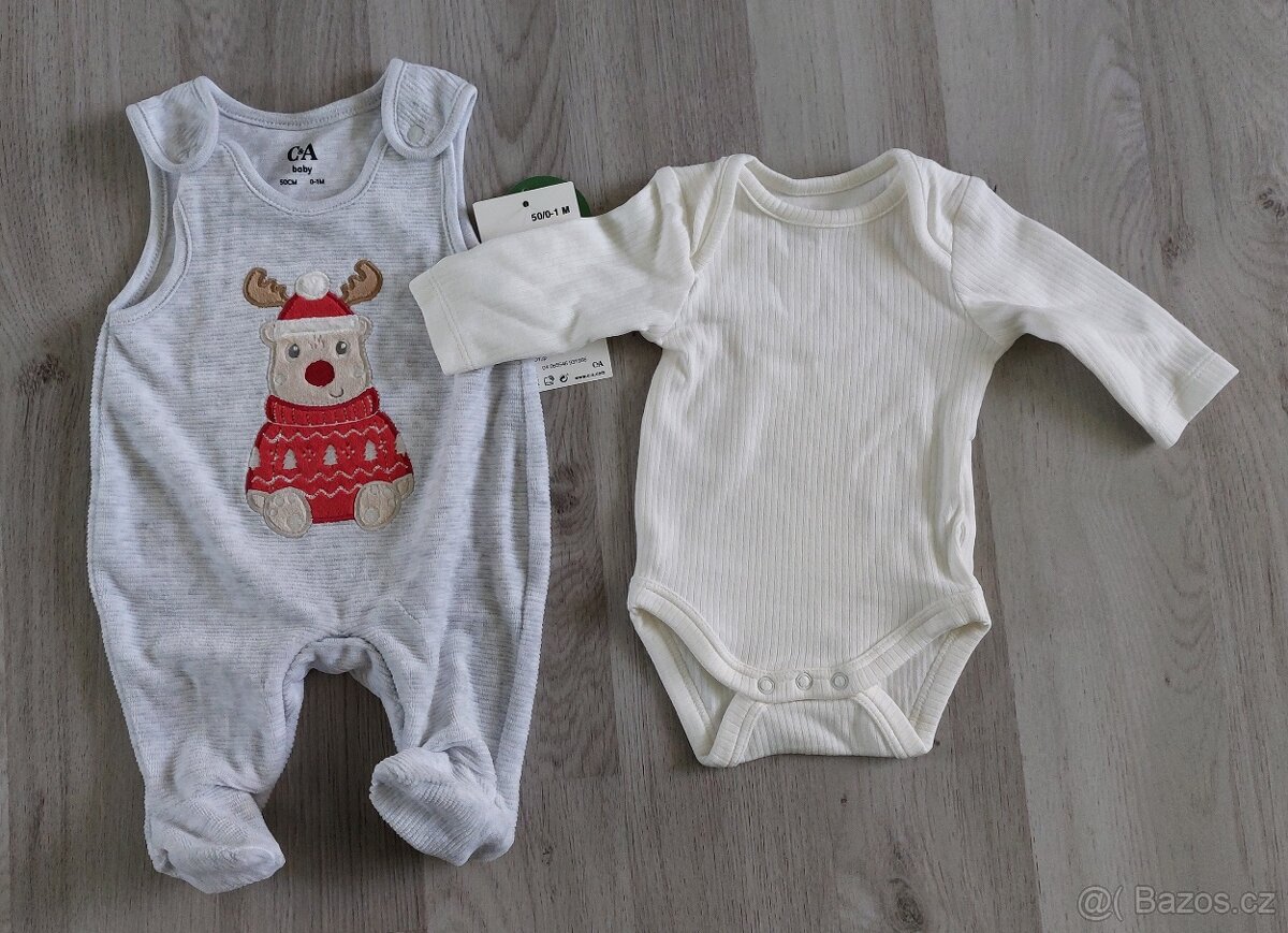 Set dupačky a body Vánoční vel.50 nebo 56 C&A - nový - 2