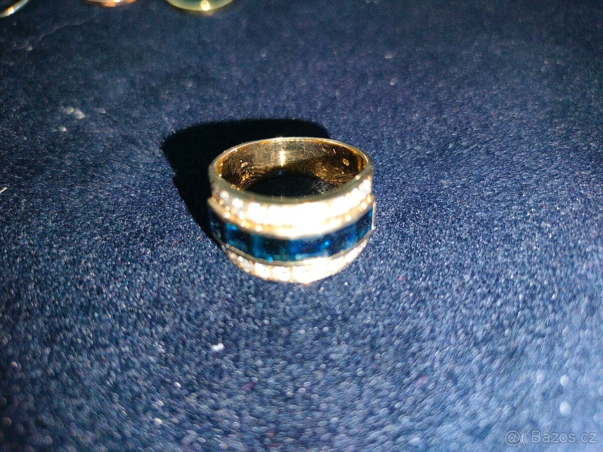 Cca 100 letny zlaty damsky prsten Diamanty a safiry - 2