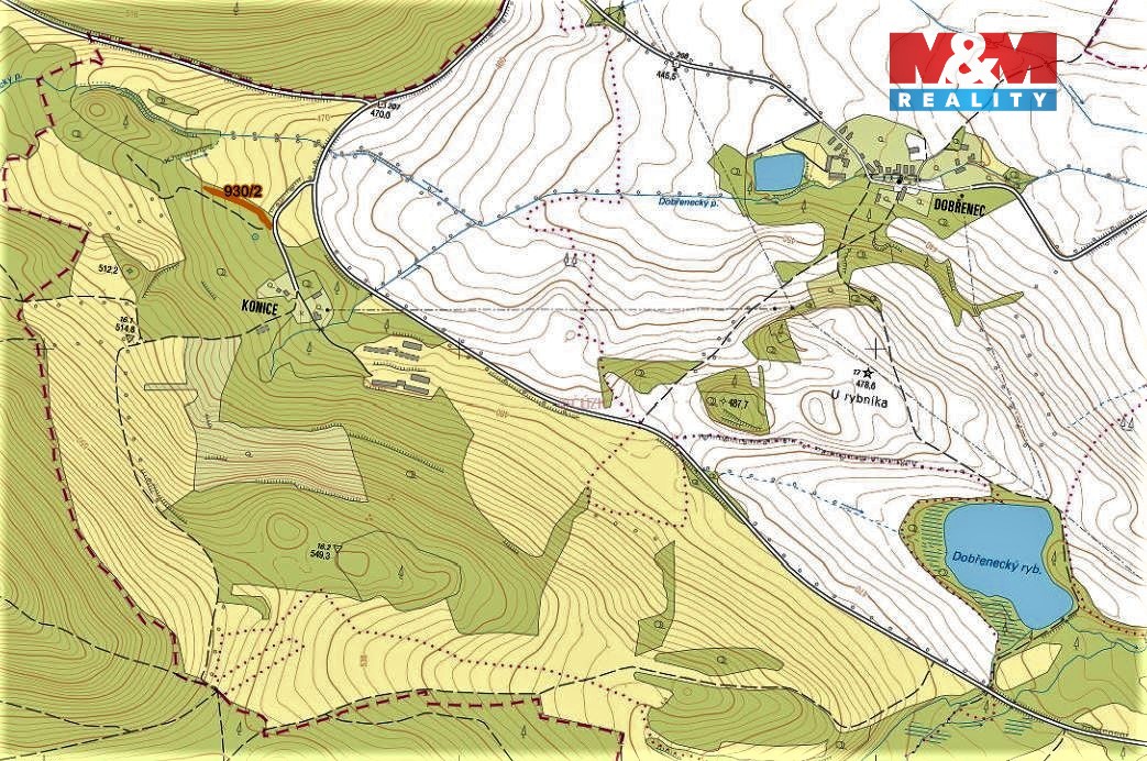 Prodej lesa, 1300 m², Konice u Mašťova - 2