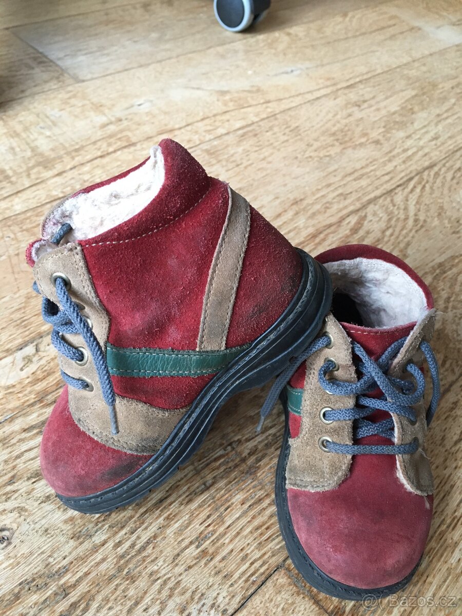 Podzimní / zimní kotníčkové - kožené semišové vel 21 - 2