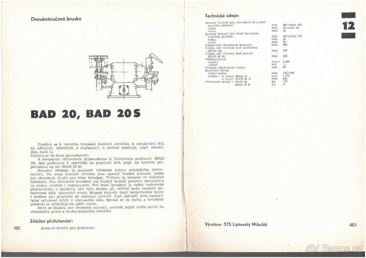 Bruska dvoukotoučová BAD20 - 2
