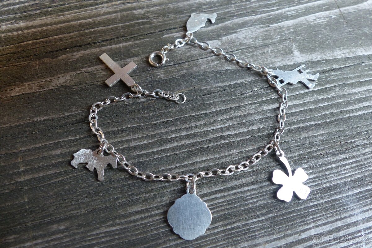 Žebrácké náramky, stříbrné náramky s ověsky - 2