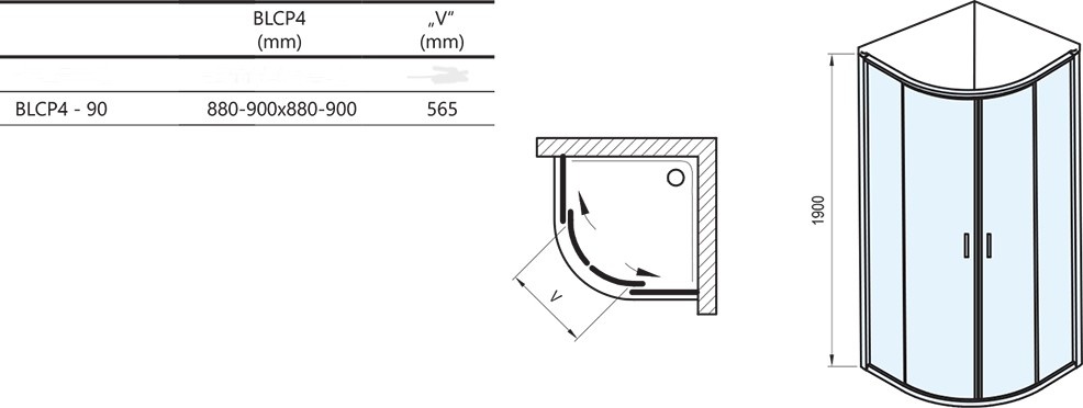 Sprchový kout Ravak Blix BLCP4, 90x90 - 2