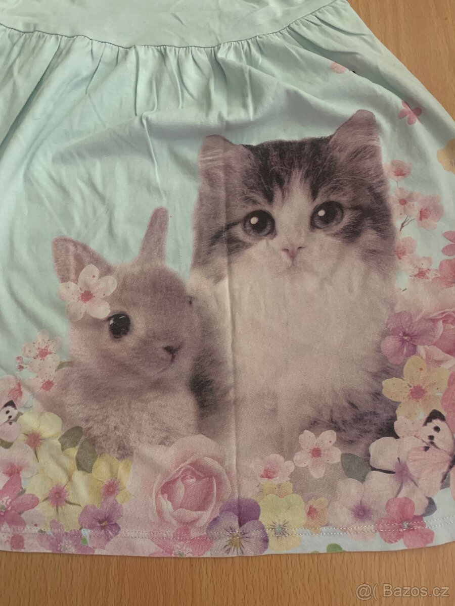 Letní šaty H&M š kočkou,králíčkem - 2