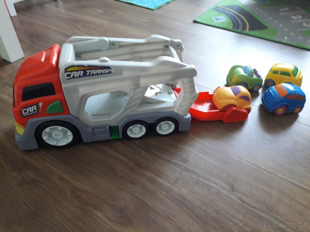 Auto větší cca 40cm/přepravník 4 autíčka - 2
