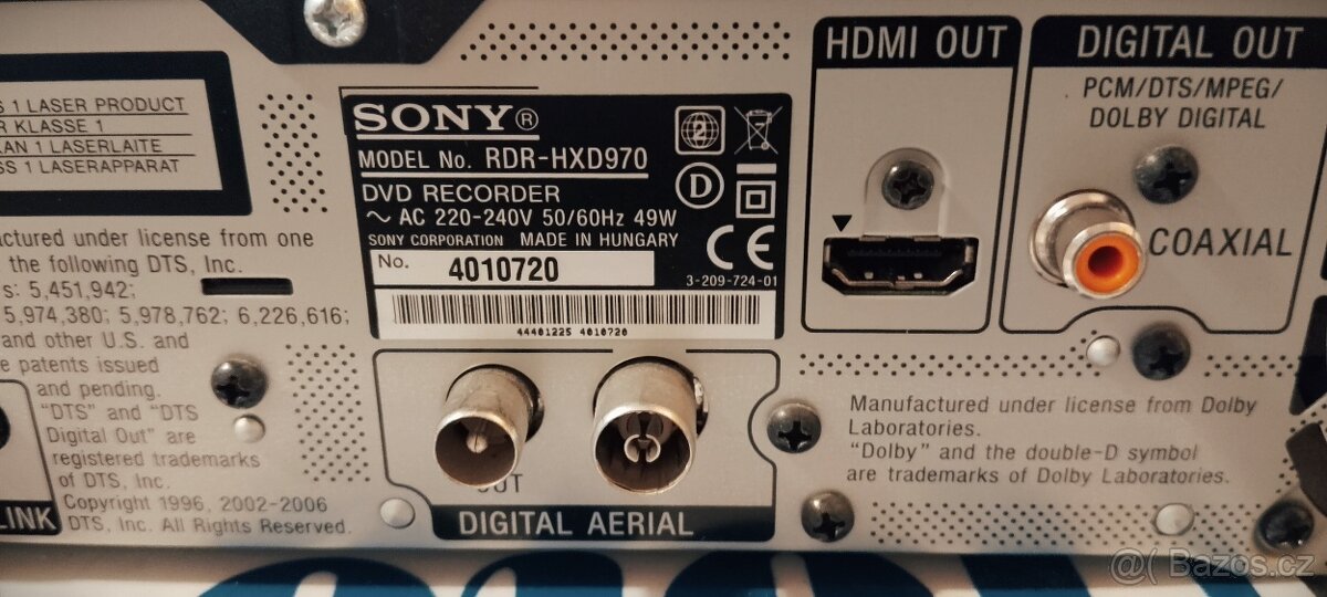 Prodám Sony DVD recorder RDR-HXD970 - 2
