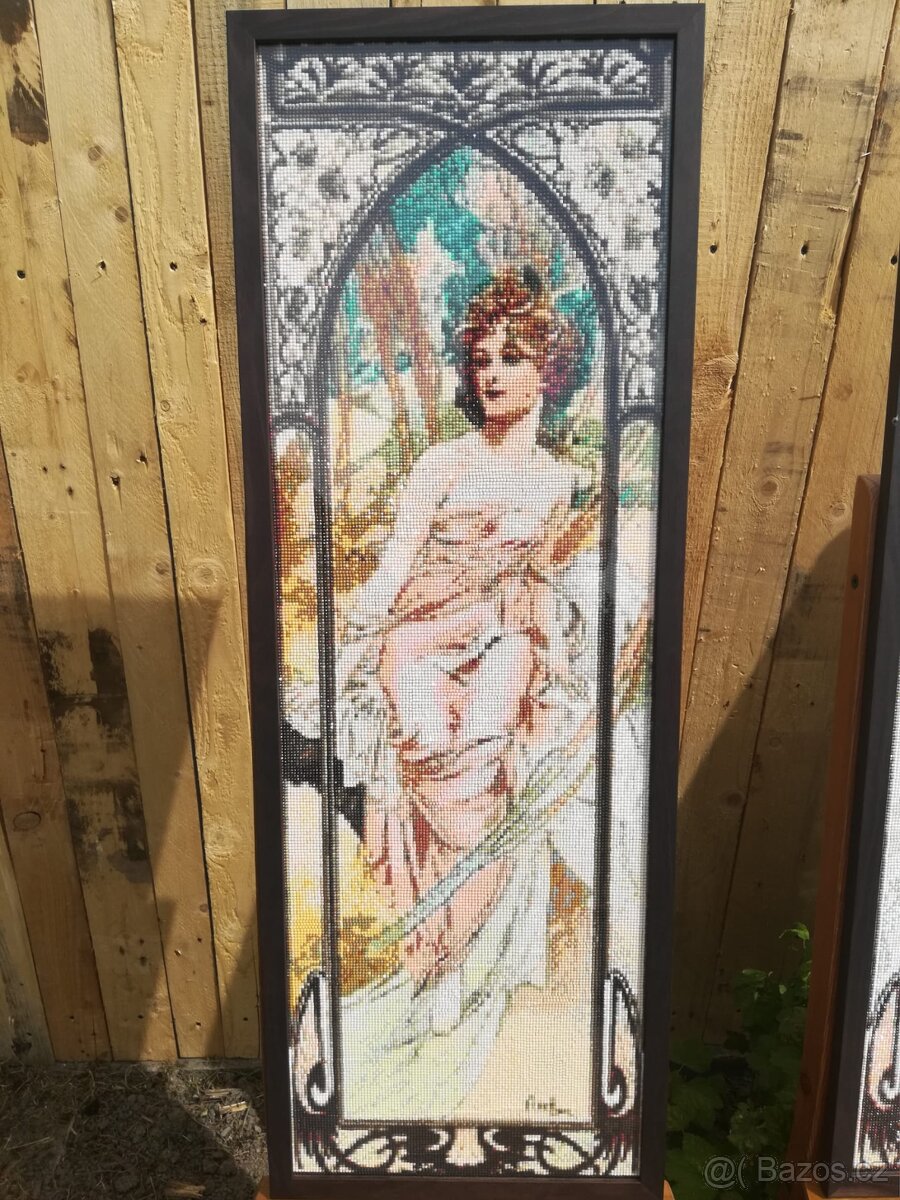 Diamantové obrazy inspirované dílem Alfonse Muchy, sada 4 ks - 2