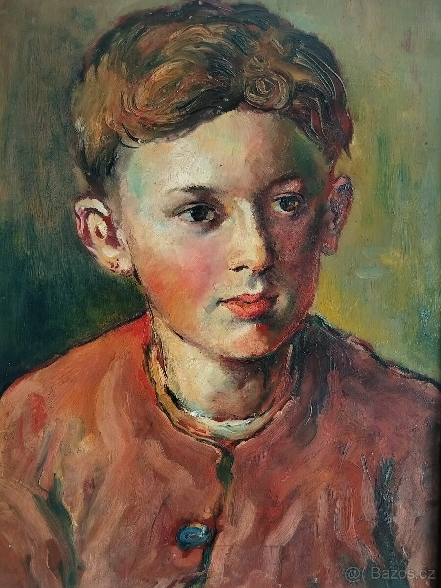 obraz CHLAPEC, PORTRÉT, olej na kartonu, nesign. - 2