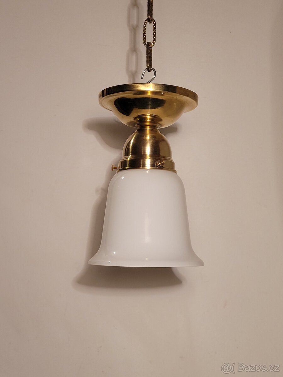 1x mosazná stropnice, lustr, bílý zvoneček, až 6 ks - 2
