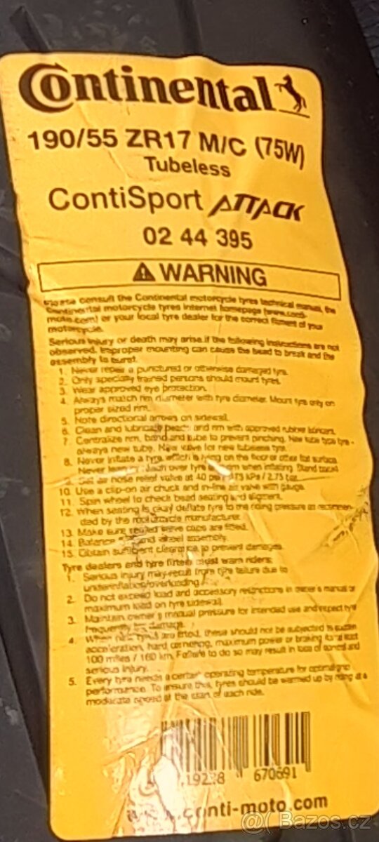Nová pneu 190/55/17 continental dot 40/24 - 2