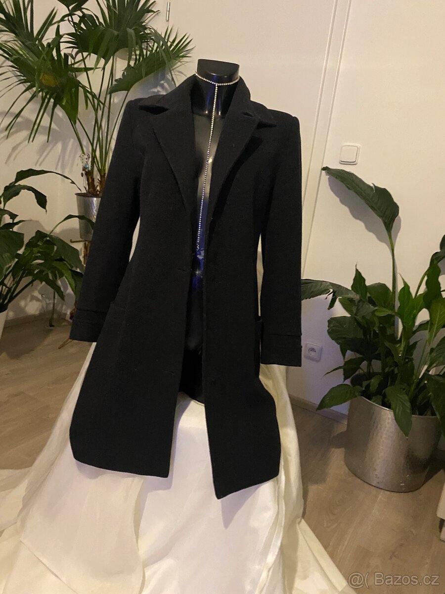 Guess 100 % kasmir kasmirovy vlneny cerny kabat - 2